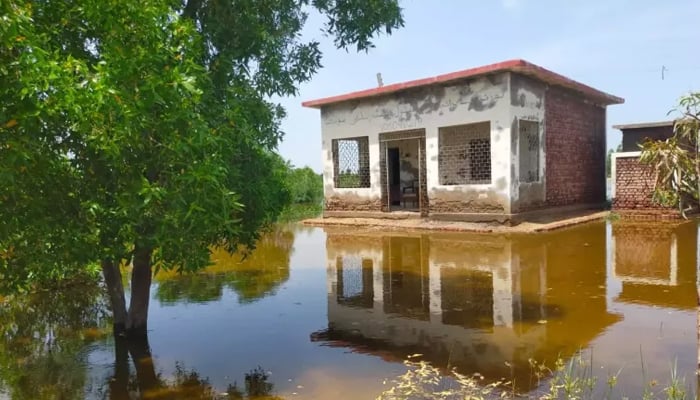 A public school rendered damaged and inaccessible following the recent floods in Mirpur Khas district, Sindh province, Pakistan. — unicef website/File