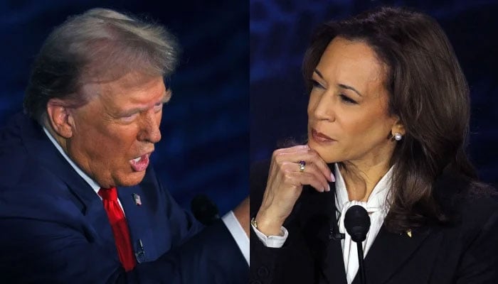 A combo showing former US president and Republican candidate Donald Trump (left) and US Vice President and Democratic candidate Kamala Harris during a presidential debate in Philadelphia, Pennsylvania, US, on September 10, 2024. — Reuters