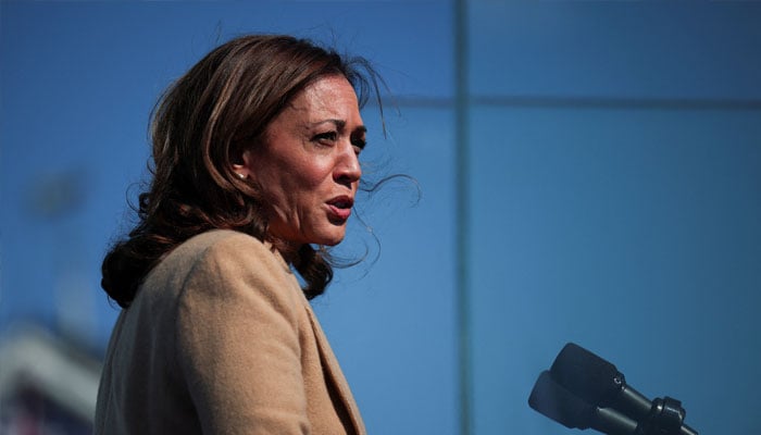 Democratic presidential nominee and US Vice President Kamala Harris speaks during a campaign stop in North Hampton, New Hampshire, US September 4, 2024. — Reuters