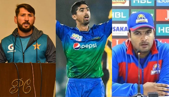 Yasir Shah, Shahnawaz Dahani and Sharjeel Khan seen in this collage.— PCB/PSL/Geo.tv/file