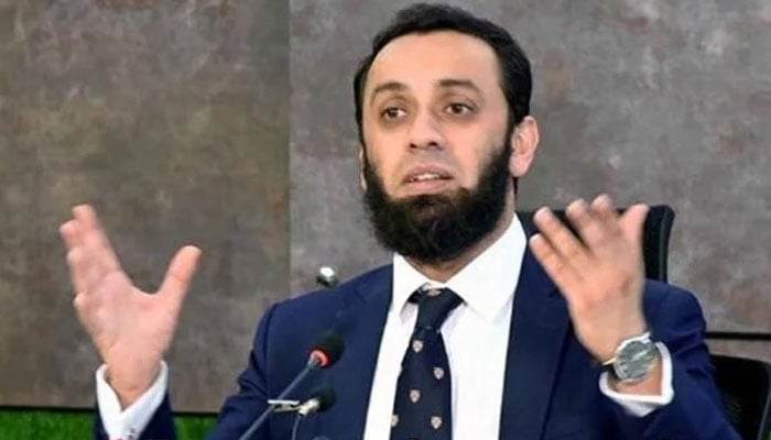 Federal Minister for Information and Broadcasting, Atta Tarrar addresses a news conference. — State Media /File