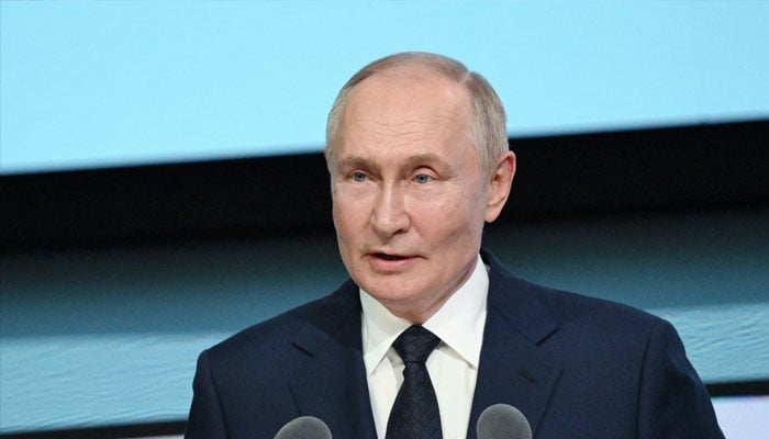 Russian President Vladimir Putin speaks during a plenary session of the 10th St. Petersburg International United Cultures Forum in Saint Petersburg, Russia September 12, 2024. — Reuters