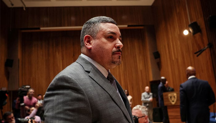 New York City Police Commissioner Edward Caban attends a news conference at 1 Police Plaza in New York City, US, April 3, 2024. — Reuters