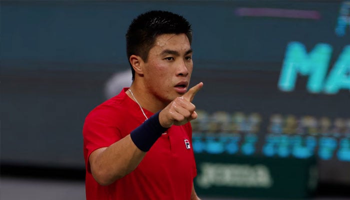 Brandon Nakashima of the US celebrates winning his match against Slovakias Jozef Kovalik. — Reuters/file