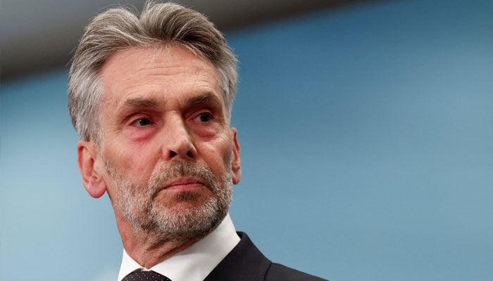 Dutch Prime Minister Dick Schoof looks on at a press conference in The Hague, Netherlands on May 28, 2024. — Reuters