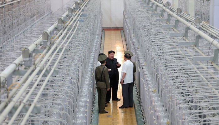 North Korean leader Kim Jong Un tours facilities during a visit to the Nuclear Weapons Institute and the production base of weapon-grade nuclear materials at an undisclosed location in North Korea, in this photo released on September 13, 2024. — Reuters