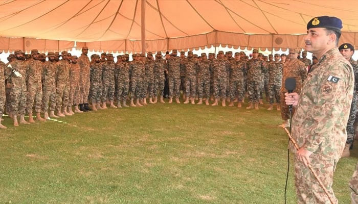 Chief of Army Staff (COAS) General Asim Munir interacts with troops in his visit to Orazkzai district on September 13, 2024. — Facebook/ISPROfficial1