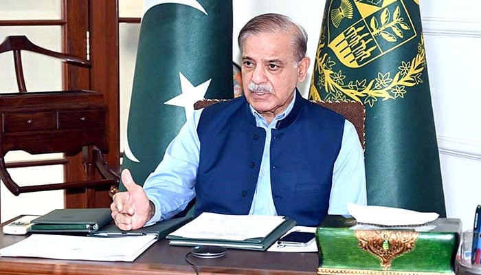 Prime Minster Shehbaz Sharif is addressing the nation on May 27, 2022. —Screengrab/ X/ @PakPMO