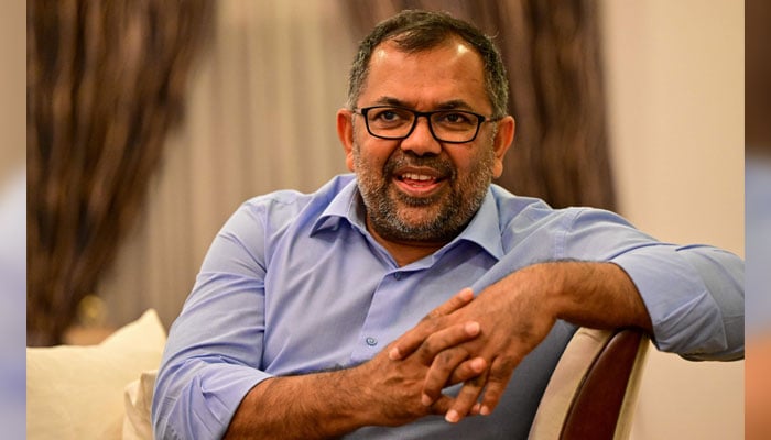 Maldives foreign minister Moosa Zameer speaks to the press in Colombo on September 13, 2024. — AFP