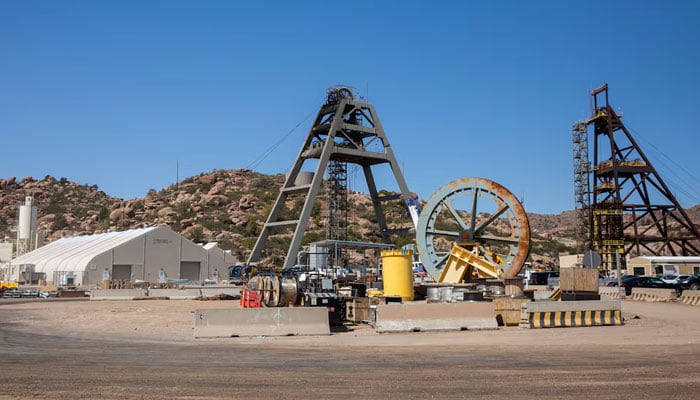 The Resolution Copper exploratory mine shaft 10 facility and rehabilitated Magma Mine shaft 9 in Superior, Arizona, U.S., March 30, 2021. Picture taken March 30, 2021.— Reuters