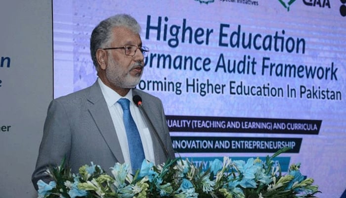 Chairman of the HEC Dr Mukhtar Ahmad can be seen in this image released on August 12, 2023. — Facebook/Higher Education Commission, Pakistan