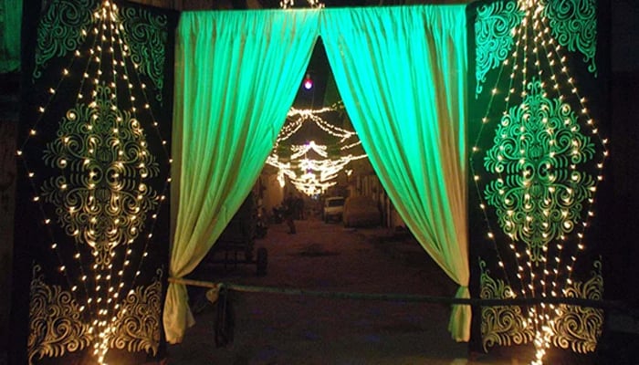 A representational image showing a decorated entrance to a street in relation to Eid Milad un Nabi which marks the day of birth of Holy Prophet Muhammad (PBUH) on 12th Rabi ul Awal. — APP/File