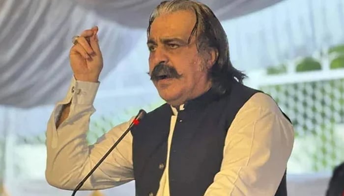 Khyber Pakhtunkhwa Chief Minister Ali Amin Gandapur addresses an event in an undated picture. — Facebook/Ali Amin Khan Gandapur/File