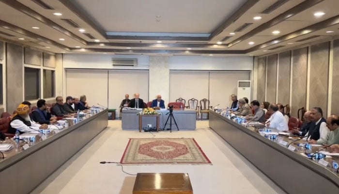 PPPs Khursheed Shah presides over the meeting of the Special Committee at Parliament House on September 15, 2024. — Screengrab via Facebook/Syed Khursheed Ahmed Shah