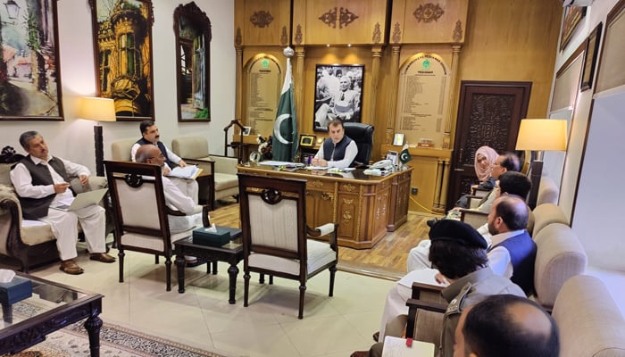 Peshawar Division Commissioner Riaz Khan Mehsud is meeting with participants to finalize security and logistical arrangements for the Medical and Dental Colleges Admission Test (MDCAT) of Peshawar to be held on September 22 seen in this image released on September 16, 2024. — Facebook/@Commissioner Peshawar Division, Peshawar