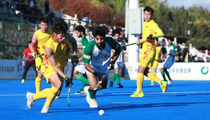 Players from the China and Pakistan teams seen in action on the field during Asian Hockey Champions Trophy 2024 semi-final at the Moqi Hockey Training Base in Hulunbuir City, Inner Mongolia, China on September 16, 2024. — Facebook./Asian Hockey Federation