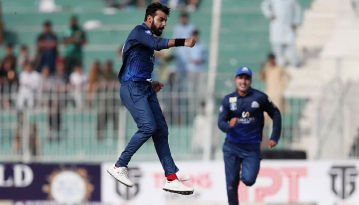 Shadab Khan celebrates dismissing Imam-ul-Haq. — PCB website/file