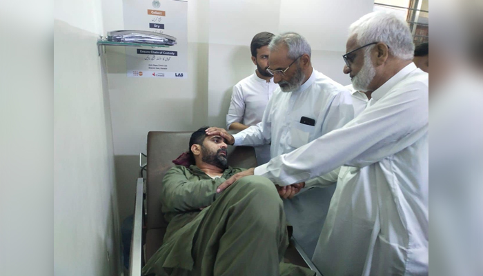 Former Sindh Assembly member Syed Abdul Rasheed is greeted by people while being admitted in Jinnah Hospital after being injured in an attack by unknown people in Karachis Lyari neighbourhood in this image released on September 16, 2024. — Facebook/@SyedARasheedJIP