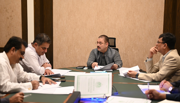 Excise Minister Sindh Sharjeel Memon expressing his views about online auction for premium vehicle number plates seen in this image released on September 18, 2024. — Facebook/@SharjeelInamMemon63