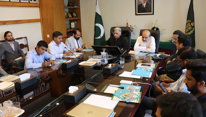 Chairman NRKNA Mr. Khurshid Nadeem addressed a Press Conference in relation with The International Sirat Festival 2024. On the occasion Secretary Education Mr. Muhyuddin Wani and others are present seen in this image released on September 18, 2024. — Facebook/National Rahmatul lil Aalameen Wa Khatamun Nabiyyin Authority