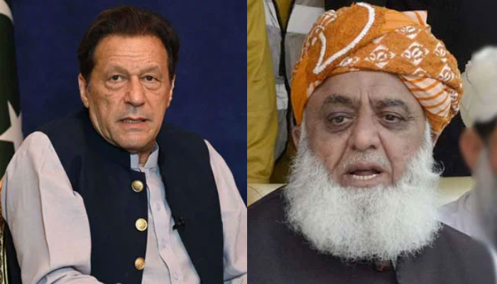 This combo of images shows, PTI founder chairman Imran Khan (left) and JUI-F chief Maulana Fazlur Rehman (right). — AFP/Online/File