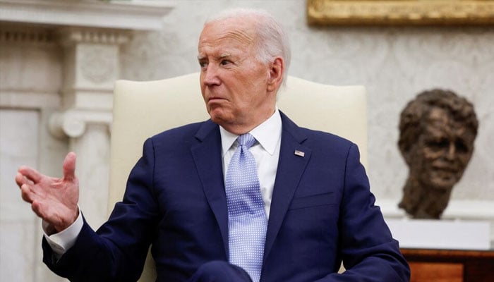 US President Joe Biden gestures during a bilateral meeting with Britains new Prime Minister Keir Starmer, on the sidelines of NATOs 75th anniversary summit, in the Oval Office at the White House in Washington, US July 10, 2024. — Reuters