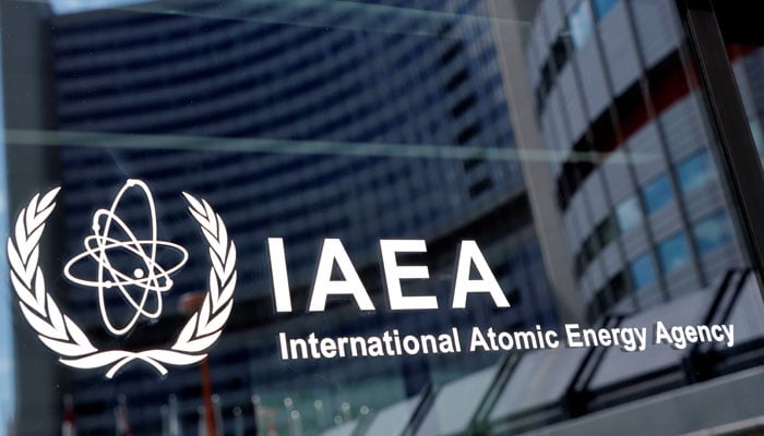 The logo of the International Atomic Energy Agency (IAEA) is seen at their headquarters during a board of governors meeting, amid the coronavirus disease (COVID-19) outbreak in Vienna, Austria, June 7, 2021. —Reuters