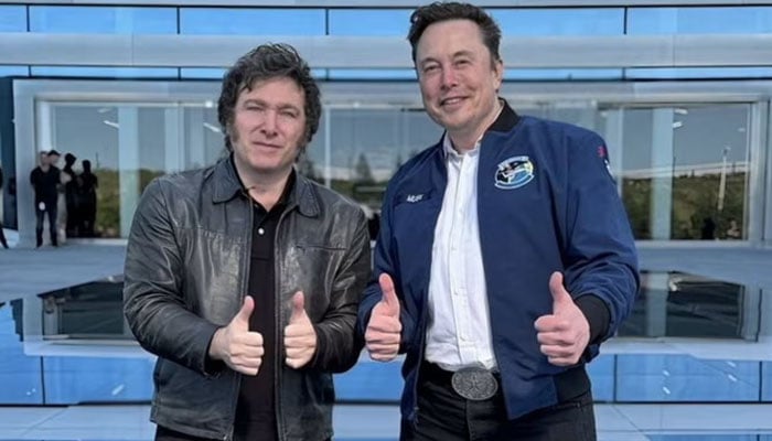 Javier Milei, (left) and Elon Musk in a picture from their meeting on Friday, shared on Musk.— X@elonmusk/file