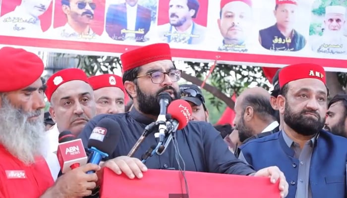 Central President of Awami National Party in Charsadda Aimal Wali Khan addressing the participants in the ceremony of joining ANP by Haji Zafar Ali Khan in Batgram seen in this image on September 20, 2024. — Screengrab/Facebook/@AimalKWali