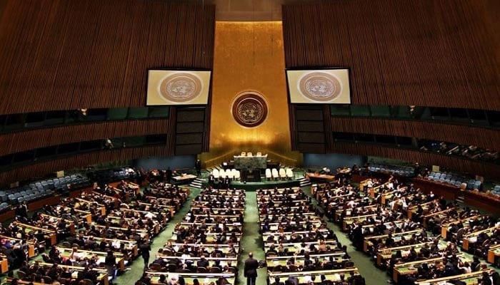 The United Nations General Assembly session underway in this undated image. — APP/File