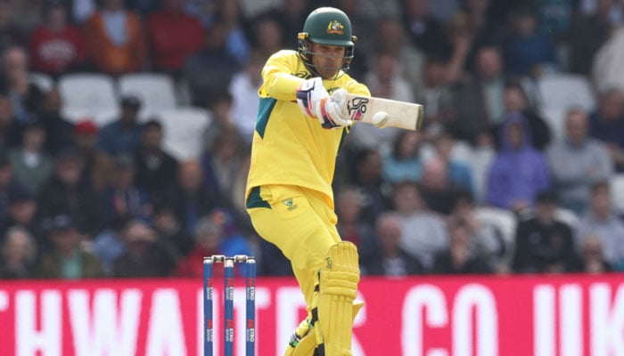 Australias wicket keeper Alex Carey hits a boundary during the 2nd One Day International cricket match between England and Australia at Headingley in Leeds, northern England on September 21, 2024. — AFP