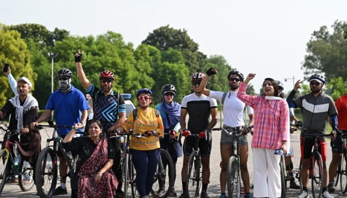 A young boys and girls are on their bicycles during the Peace Cycling Rally organized by the National Counter Terrorism Authority (NACTA) seen in this image. — APP/File