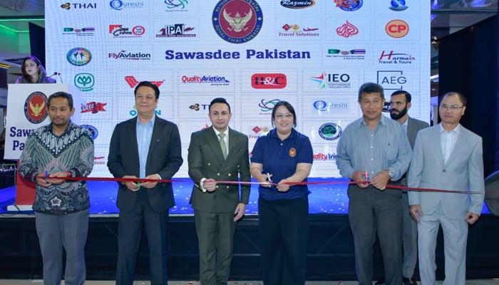 Royal Thai Embassy in Islamabad in collaboration with The Centaurus Mall officials are inaugurating of  two day Thailand Sawasdee Festival 2024 seen in this image released on September 21, 2024. — Facebook/@sardar.yasir.7583992