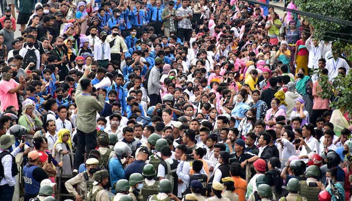 Demonstrators attend a protest march to demand an end to the latest spurt of ethnic violence, in Imphal, Manipur, India, September 10, 2024. — Reuters