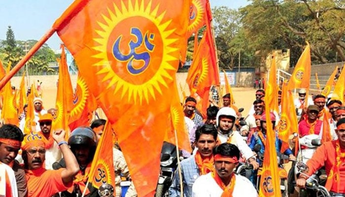 Vishwa Hindu Parishad members at an event in Hyderabad, India. — AFP/File