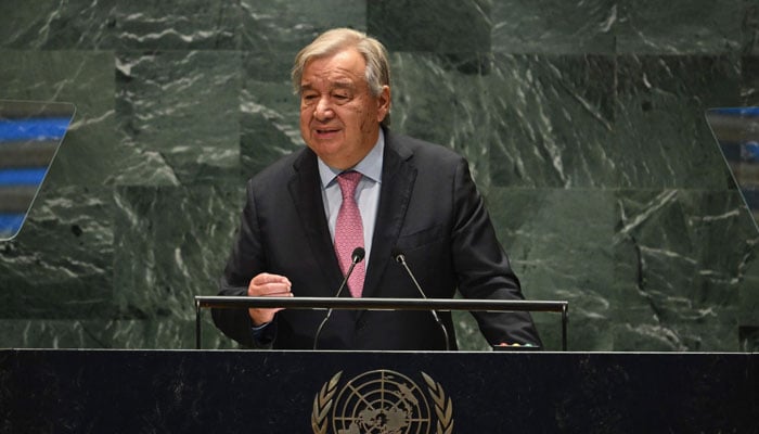 UN Secretary-General Antonio Guterres speaks during Summit of the Future on the sidelines of the UN General Assembly at the United Nations Headquarters in New York, on September 22, 2024. — AFP