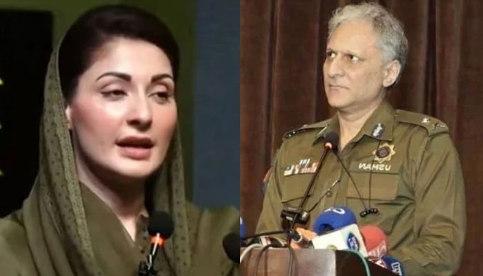 This collage of images shows, Chief Minister Punjab Maryam Nawaz Sharif (left) and IGP Punjab Dr Usman Anwar (right). — YouTube/Geo News/Facebook/Punjab Police Pakistan/File