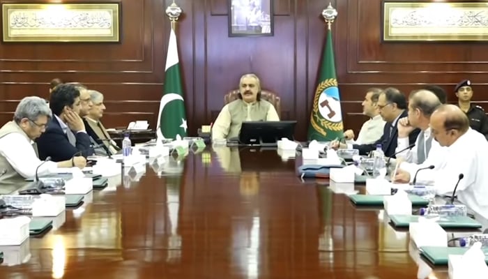 Chief Minister KP Ali Amin Gandapur speaks to the participants regarding life insurance in Sehat Card Plus on September 23, 2024. — Screengrab/Facebook/@AliAminKhanGandapurPti