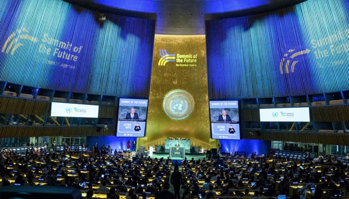 UN Secretary-General António Guterres delivers remarks at the Summit of the Future Action Days on September 23, 2024. — UN