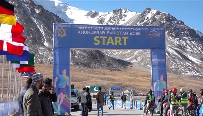 An image from the marathon at worlds high-altitude in scenic Hunza valley near China border in northern Gilgit-Baltistan region of Pakistan. — Anadolu Agency/file