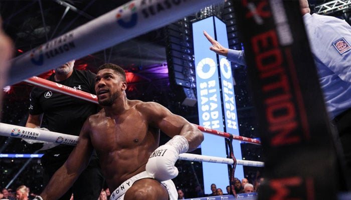 Anthony Joshua after being knocked down by Daniel Dubois. — Reuters/file