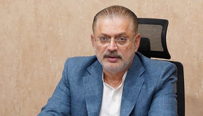 Sindh Senior Minister for Information and Transport Sharjeel Inam Memon speaks during a meeting on April 28, 2024. — Facebook/@SharjeelInamMemon63