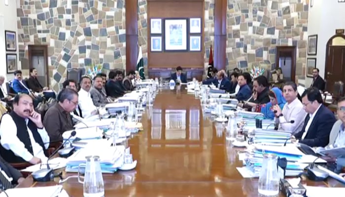 Sindh Chief Minister Murad Ali Shah is in meeting and talks at Safe City project with cabinet seen in this image released on September 24, 2024. — Screengrab/Facebook/@SindhCMHouse