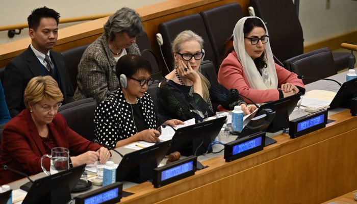 US actress Meryl Streep (2R) attends an event on The Inclusion of Women in the Future of Afghanistan on the sidelines of the United Nations General Assembly at UN Headquarters in New York City on September 23, 2024. — AFP