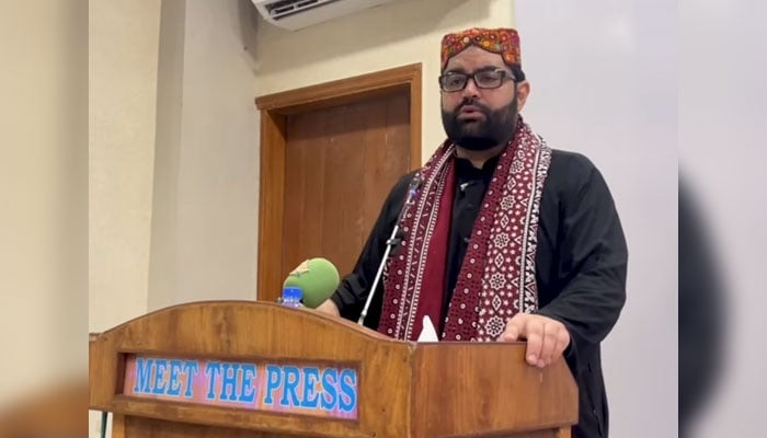 Awami National Party (ANP) Central President Aimal Wali Khan talks to the media during the Meet the Press programme of the Karachi Press Club on September 24, 2024. — Screengrab Facebook/Aimal Wali Khan