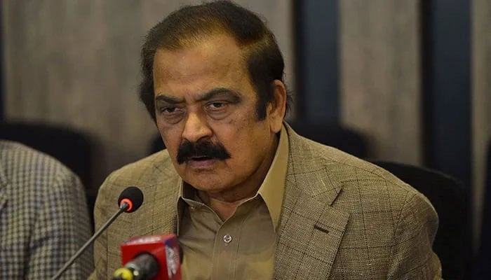 PMs Advisor on Political and Public Affairs Rana Sanaullah speaks during a press conference in Islamabad. — AFP/File