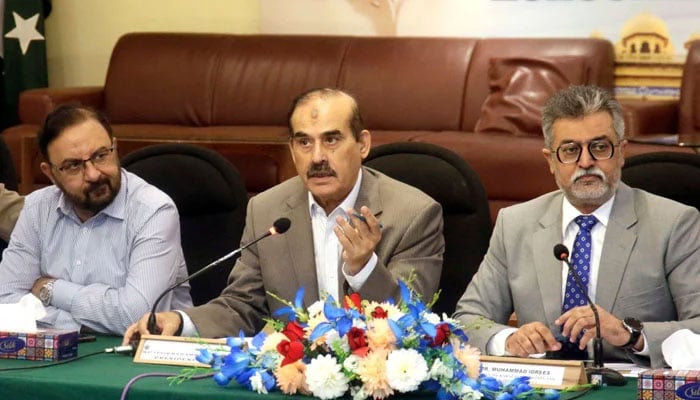 President Karachi Chamber of Commerce & Industry (KCCI) Iftikhar Ahmed Sheikh speaks during a meeting on June 4, 2024. — Facebook/Karachi Chamber of Commerce & Industry