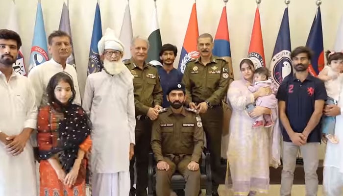 IG Punjab Dr Usman Anwar can be seen at the rank-pinning ceremony of newly promoted officers on September 22, 2024. — Facebook/Punjab Police Pakistan