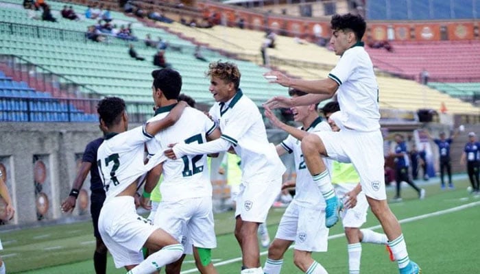 Pakistan U17 football team celebrates in this image. — PFF/File