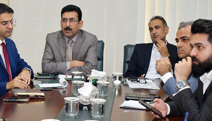 Secretary Youth Affairs Punjab Muzaffar Khan Sial (fourth from left) and Lahore Commissioner Zian bin Maqsood (third from left) jointly preside over a meeting on September 26, 2024. —facebook/ Directorate General Sports & Youth Affairs, Punjab